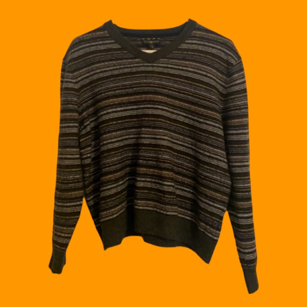 Club Room Vintage 90s Striped V-Neck Sweater